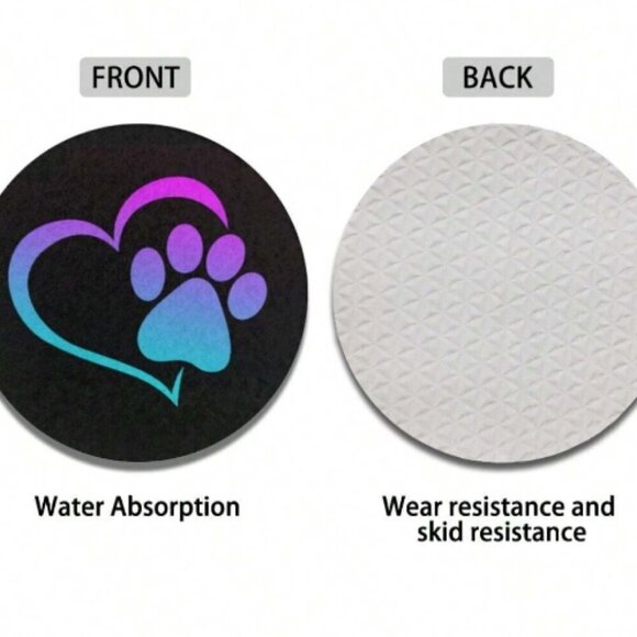 Heart & Paw Absorbent Car Coaster 2 Pack Ombre NWT - Picture 2 of 5